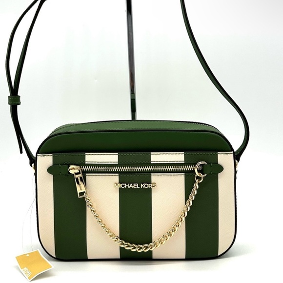 Michael Kors Large EW Zip Chain Xbody Crossbody Bag Green Multi - Picture 2 of 11